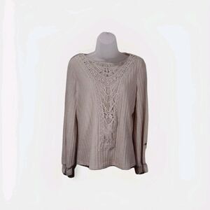 BOHO Sweater Womens S Chic Beige Lace Crochet Patchwork Feminine Unbrand